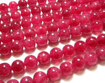 Red Ruby Beads, Rubies Gemstone Beads Strand, Round Red Beads, 4 6 8 10mm Dyed Ruby Gemstone Beads Jewelry Making Supplies, DIY Beads (B112)