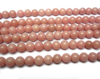 Pink Opal Beads, Natural Pink Opal Gemstone Beads, Smooth Round 6-7 8-9 10-11mm Opal Stone Beads, October Birthstone Beads
