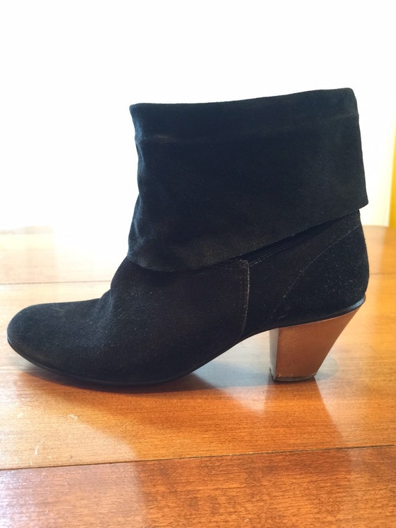 black suede slouch boots flat