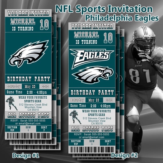 Philadelphia Eagles NFL Birthday Invitation Football by DigiSport