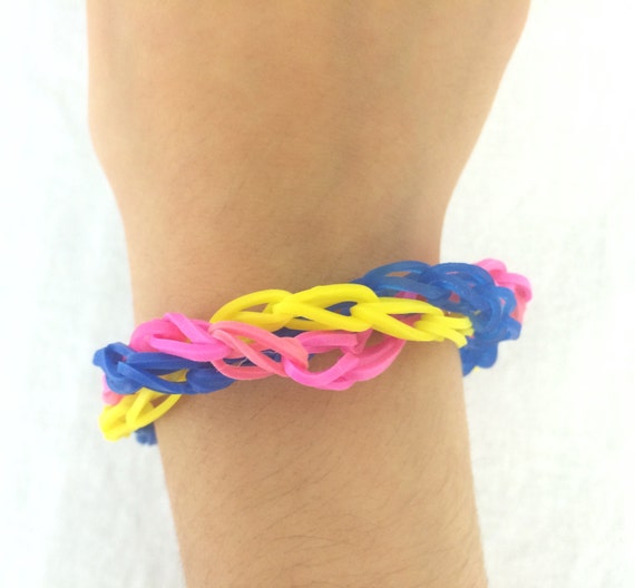 Triple Bracelet Made out of Rainbow Loom Handmade Rubber Bands