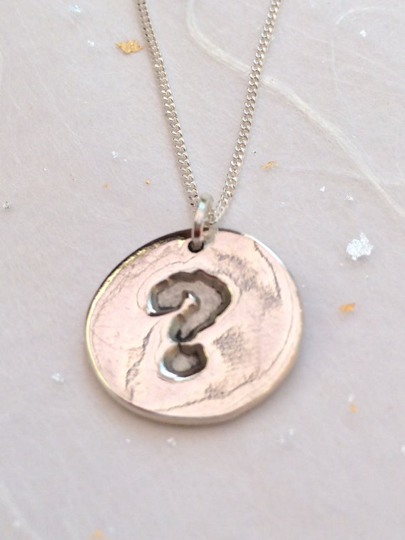 Question mark necklace fine silver pendant by GloriaSilver on Etsy