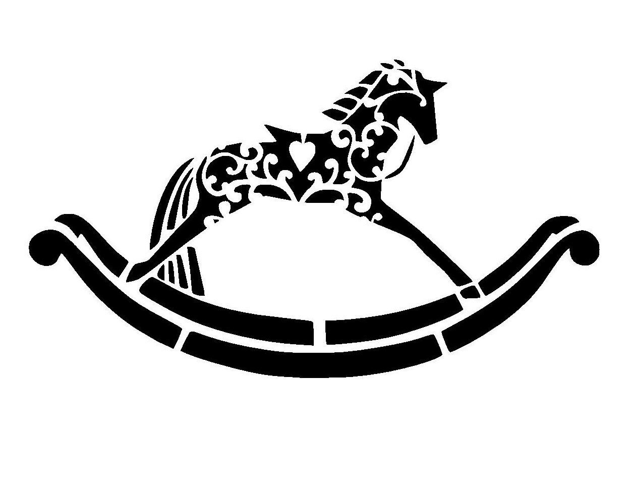 8.3/11.7 Vintage rocking horse stencil. A4.