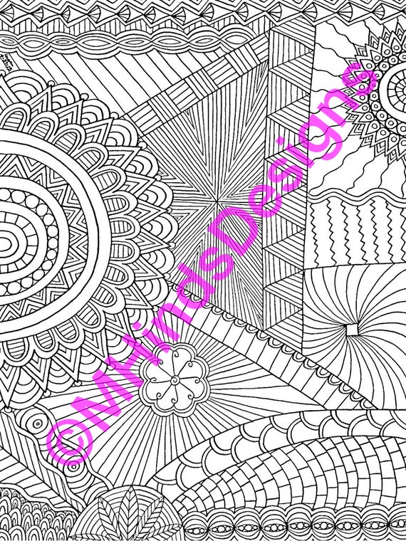 Items similar to Printable Coloring Page - Zentangle - Doodle