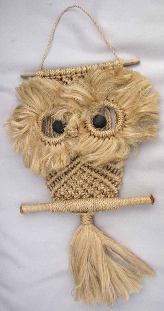 Vintage Macrame Owl Wall Hanging