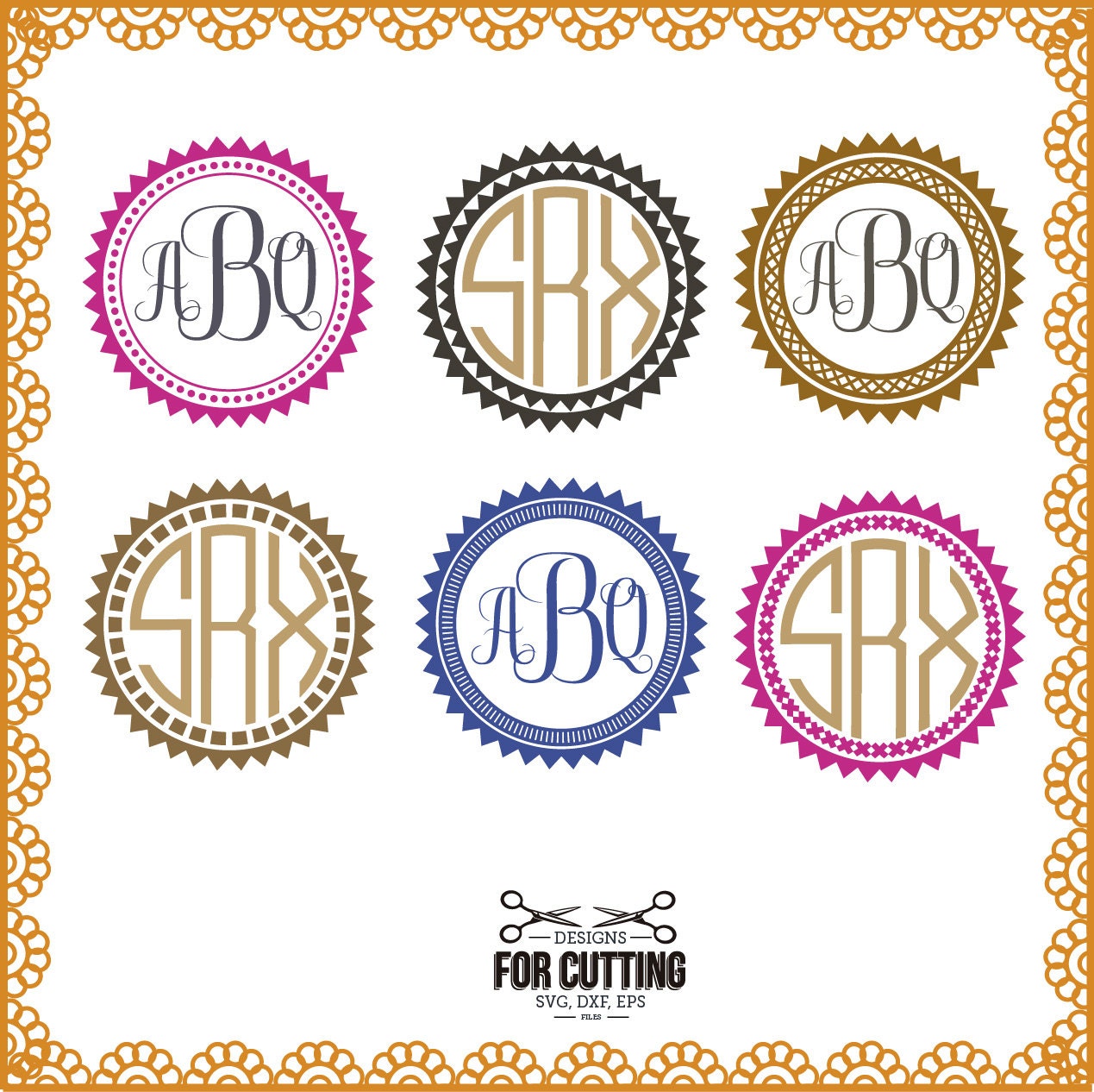 Download Circle pack Monogram frames cut Files SVG DXF EPS. Cutting or