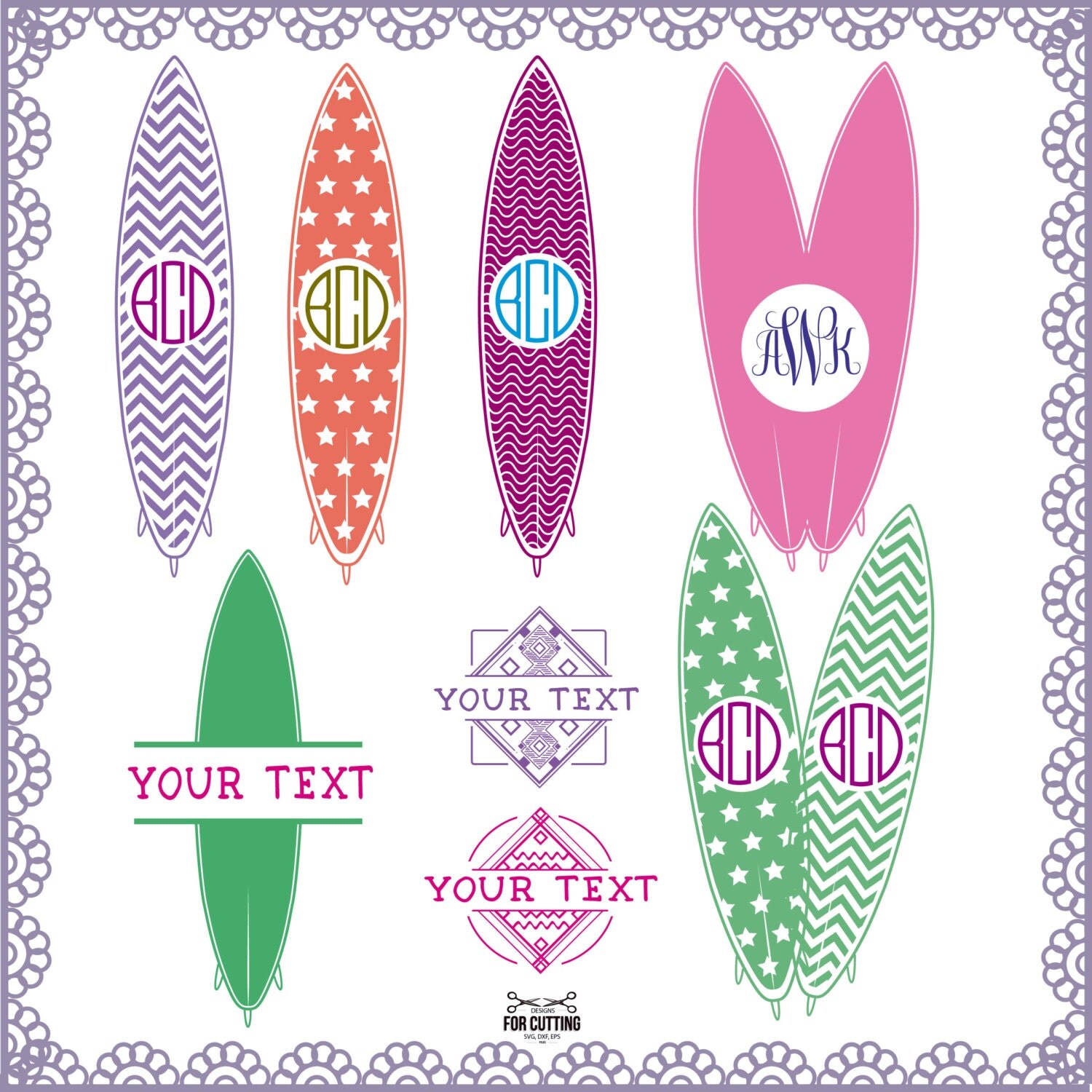SURFBOARD SUMMER cut Files .svg / .eps / .dxf surfboard