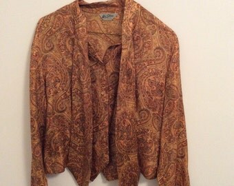 70s orange paisley blouse