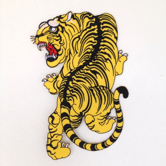 Bengal Tiger Tattoo Style Iron-on embroidered back patch jeans