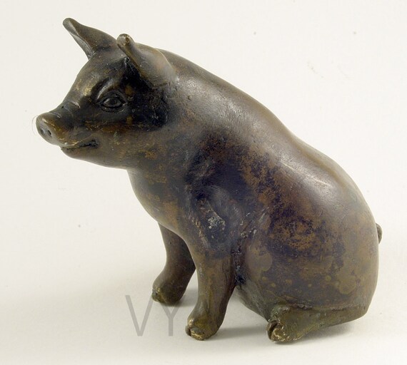 Bronze sculpture Pig bronze Small bronze sculpt bronze