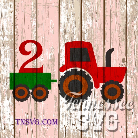 Download Instant Download Tractor with Trailer numbers 1 2 3 4 Birthday