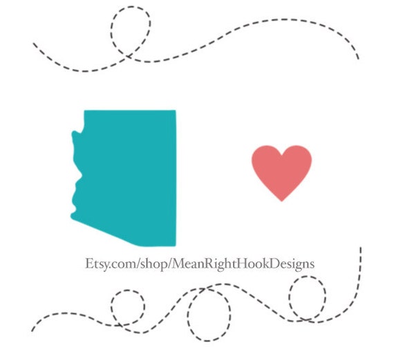 Download Arizona SVG state silhouette heart svg and dotted lines