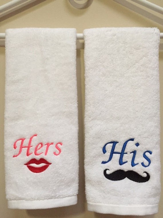 His and Hers Embroidered hand towel setFree by APDesignStory