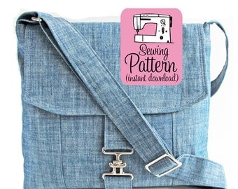 Messenger Bag PDF Sewing Pattern | Cross Body Mail Bag Sewing Pattern PDF Instructions
