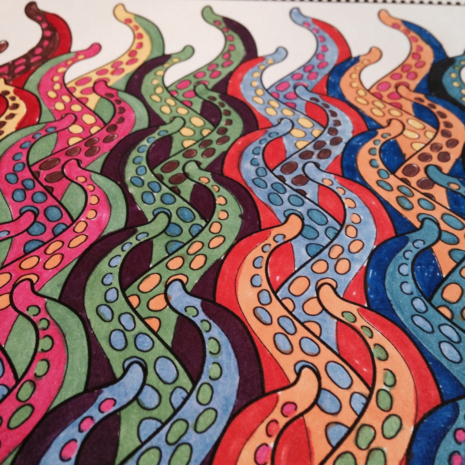 Tentacle Pattern Adult Coloring Page Digital Download by zoeowyn