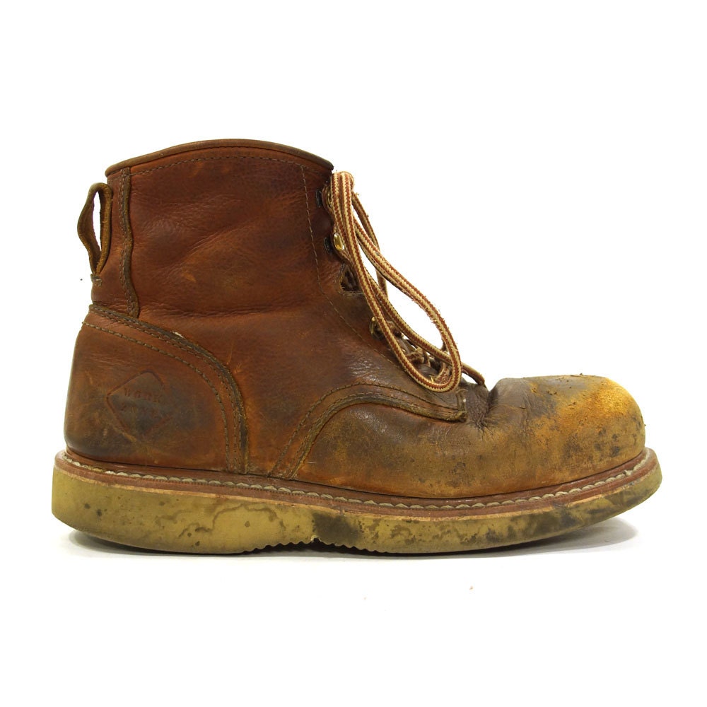 brown leather worker boots
