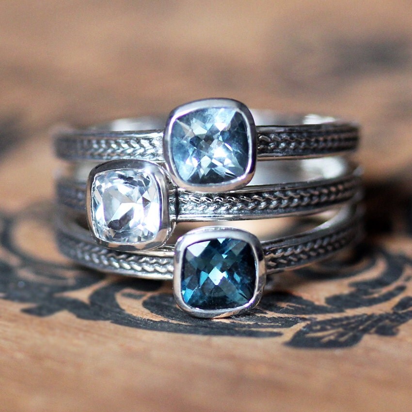 Gemstone stacking ring unique mothers ring silver stacking