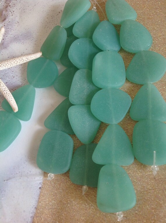 Seafoam green Sea glass beadcultured beach glass-drilled