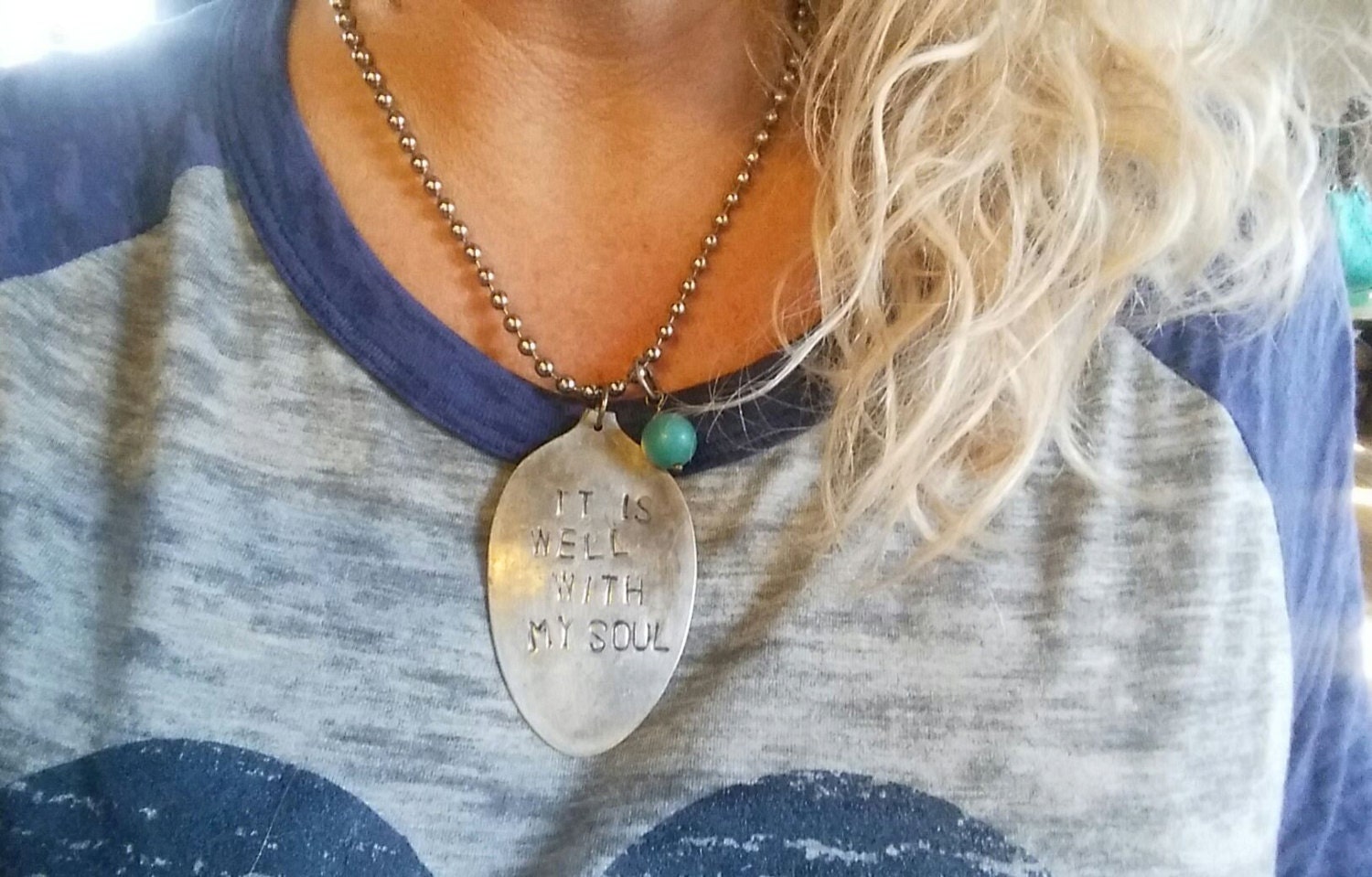 Handstamped Silver Spoon Necklace