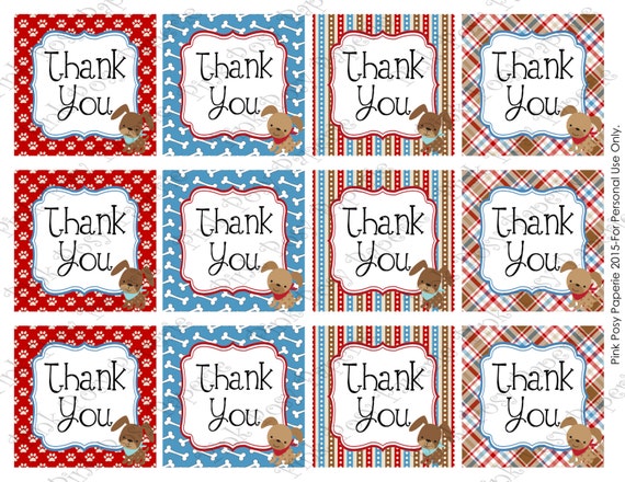Printable Dog Gone Cute Thank You Tags Instant Download