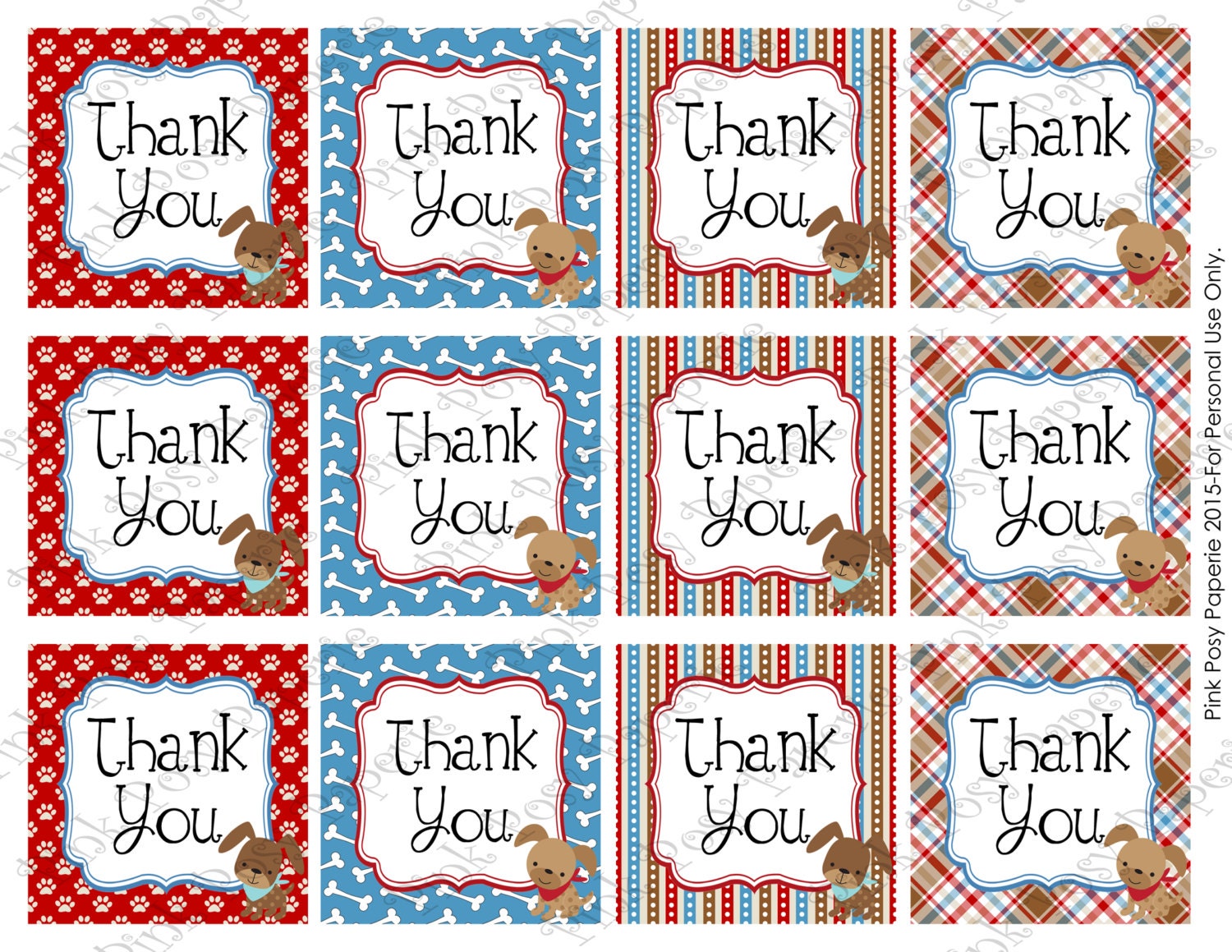 Printable Dog Gone Cute Thank You Tags Instant Download