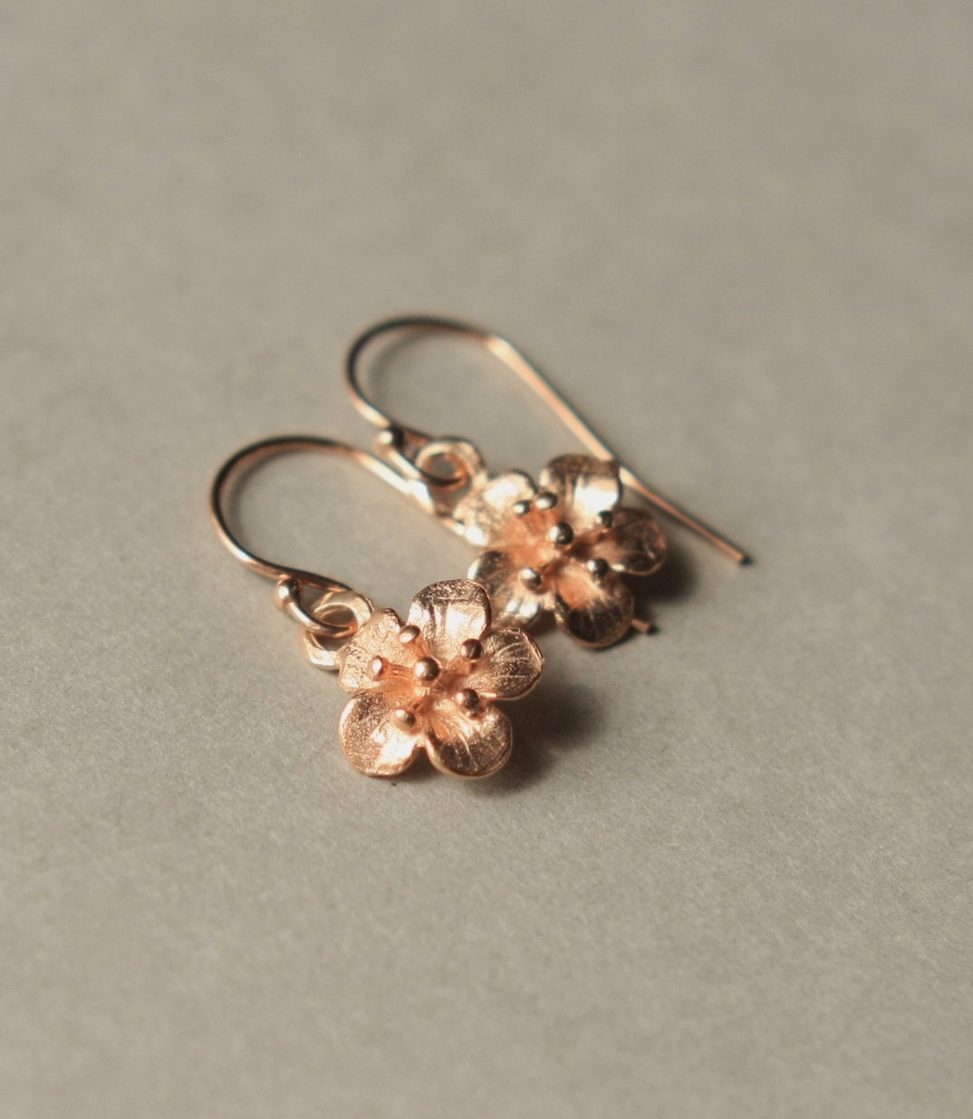 RESERVED Rose Gold Flower Earrings Rose Gold by juliegarland