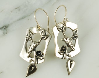 Warbler Earrings - Delicate Sterling Silver Bird Jewelry, Bird Earrings, Nature Jewelry, Hypoallergenic