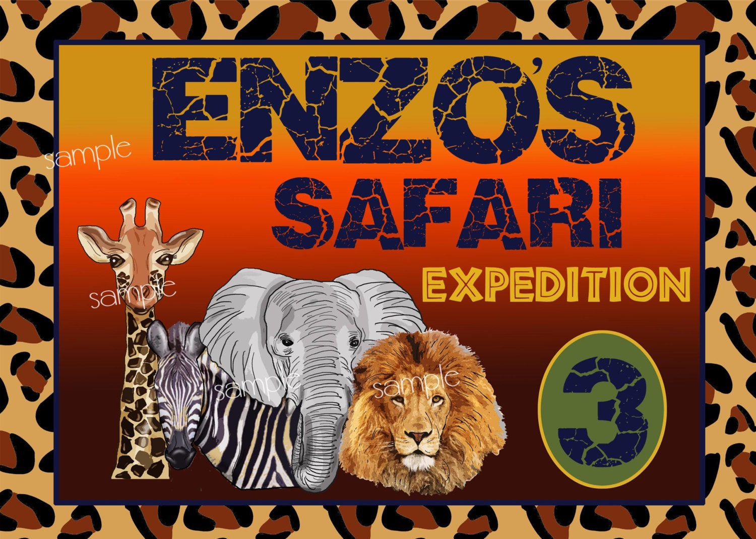 Printable Safari Jungle Poster DIY 20 x 28 size backdrop