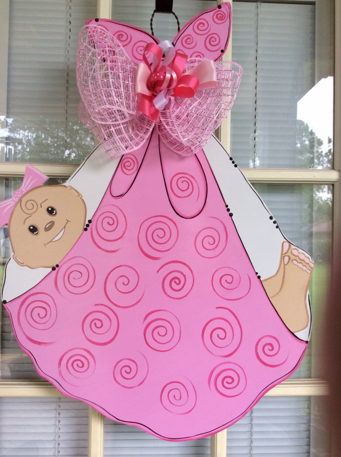 Baby door hanger new arrival hospital door hanger.