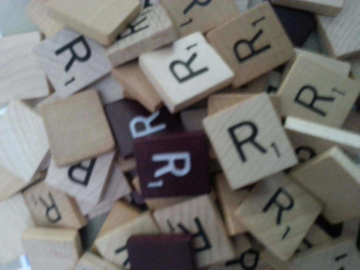 Letter R scrabble letter tiles 50