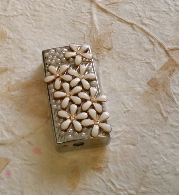 Girly Pink Bling Bic Mini Lighter Case/Flower by TheBohemianGypsy