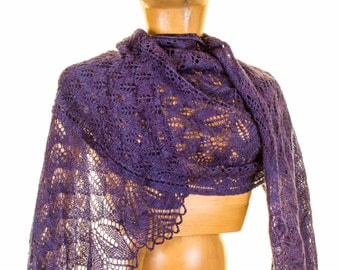 Haruni Rectangle Knit Lace Shawl Pattern