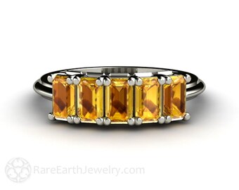Yellow Sapphire Band Yellow Sapphire Ring Anniversary Band Wedding Ring Gemstone Ring