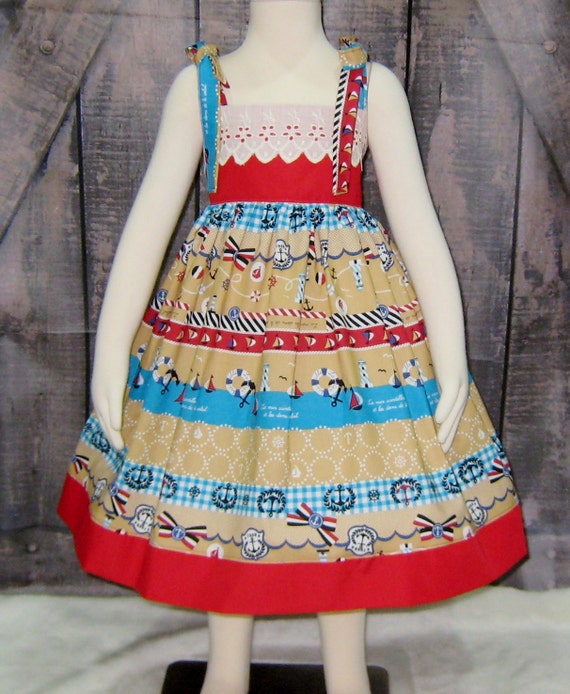 Nautical Dress Summer Dress Party Dress Girls Dresses Girl