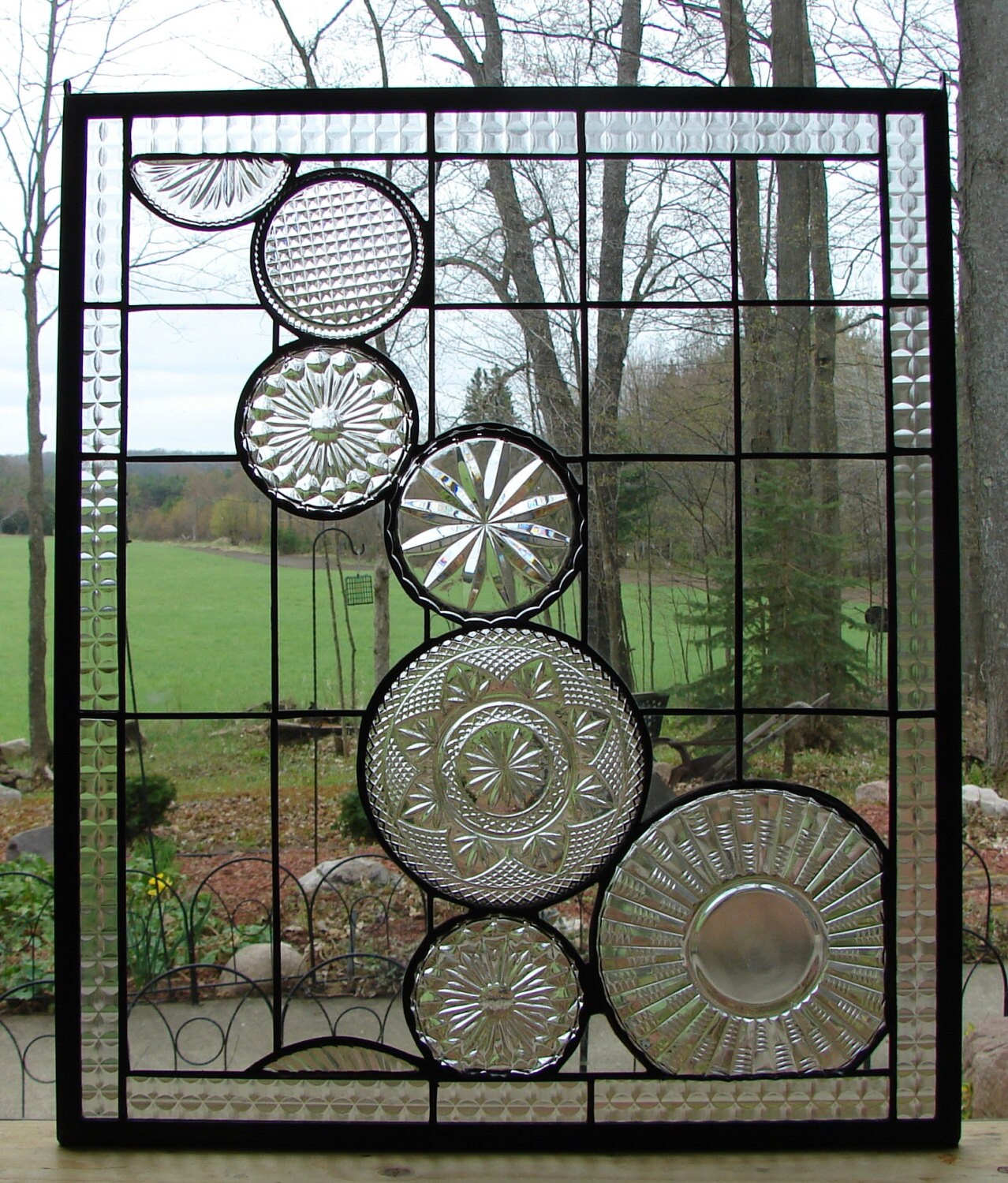 Crystal Cascade stained glass panel window by BarbarasStainedGlass