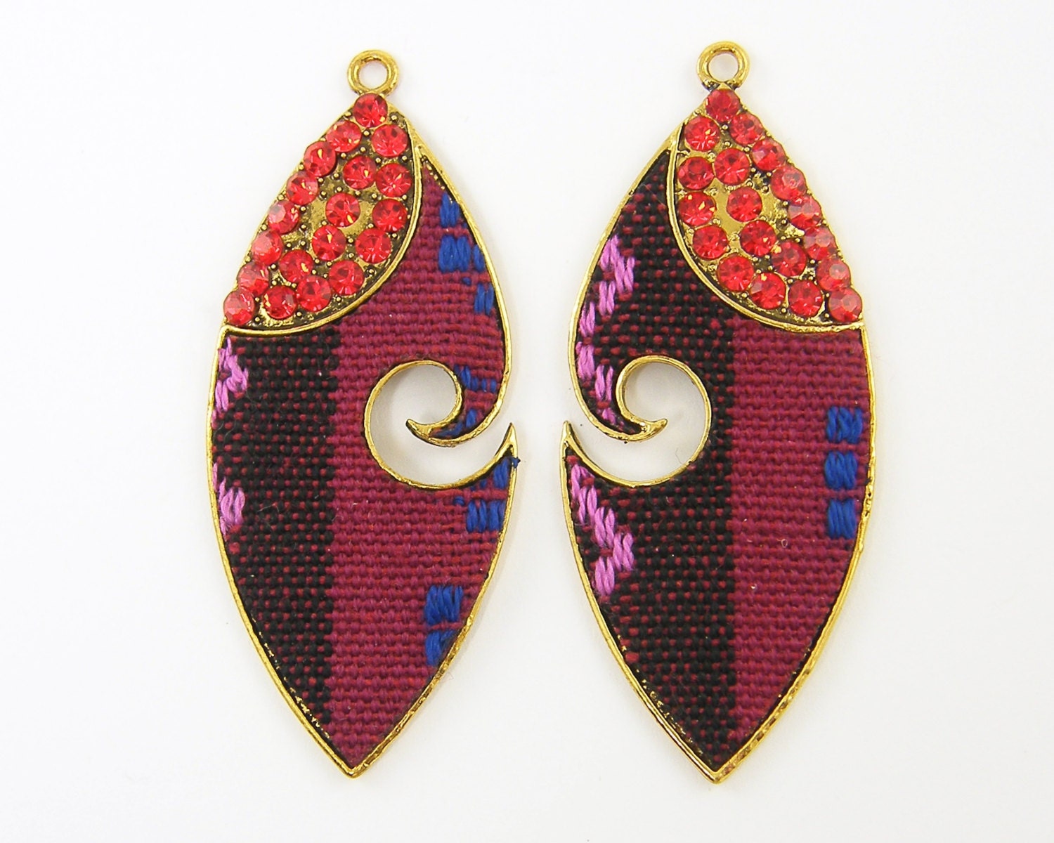 Red Blue Gold Earring Finding Afrocentric African Kente Cloth
