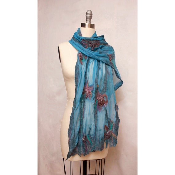 Nuno Felted Silk Shawl Blue Art To Wear