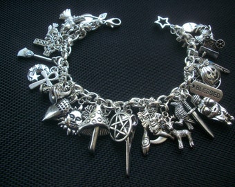 Goddess Pagan Wicca Charm Bracelet Silver Tone Metal