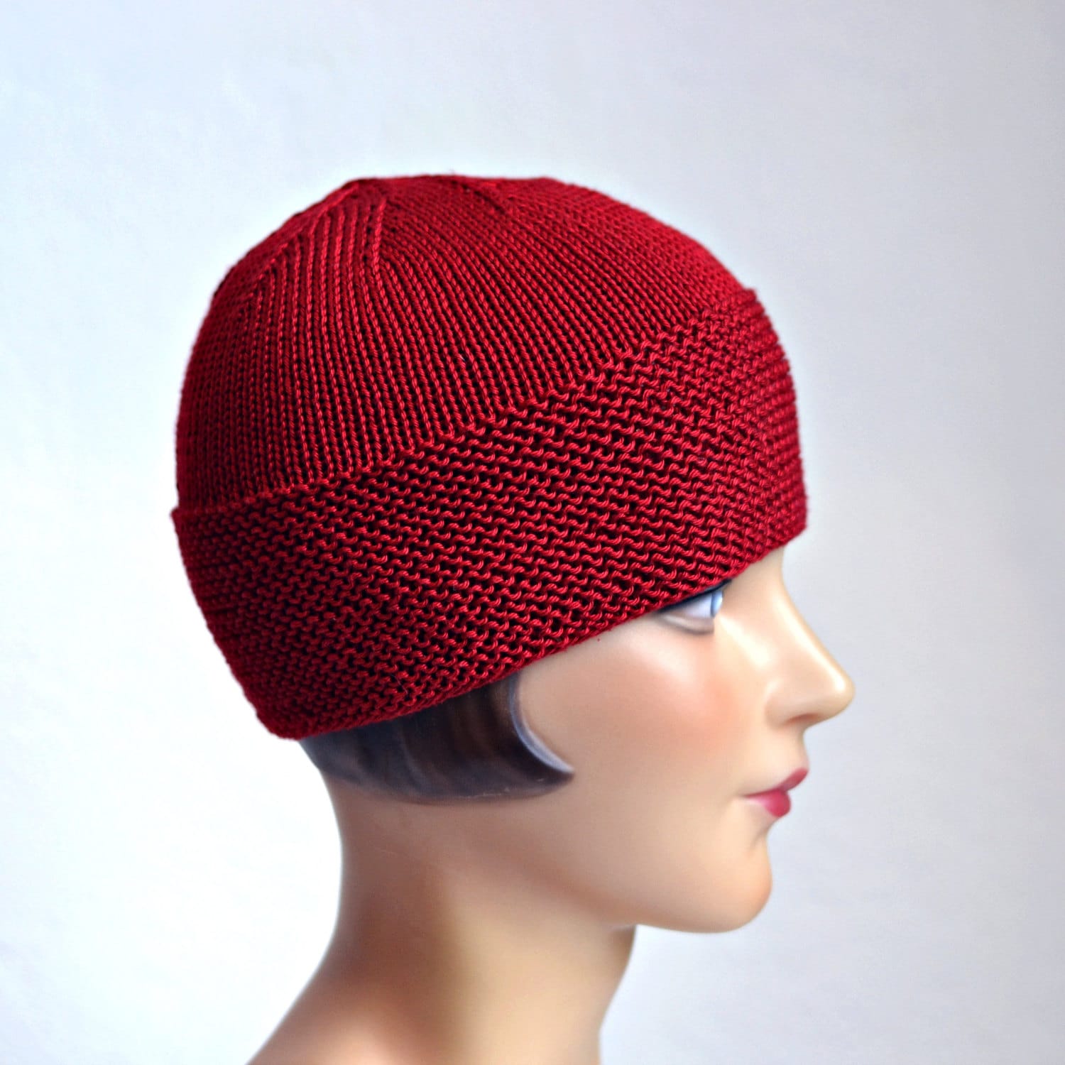 Knit Cotton Beanie Red Knit Cap