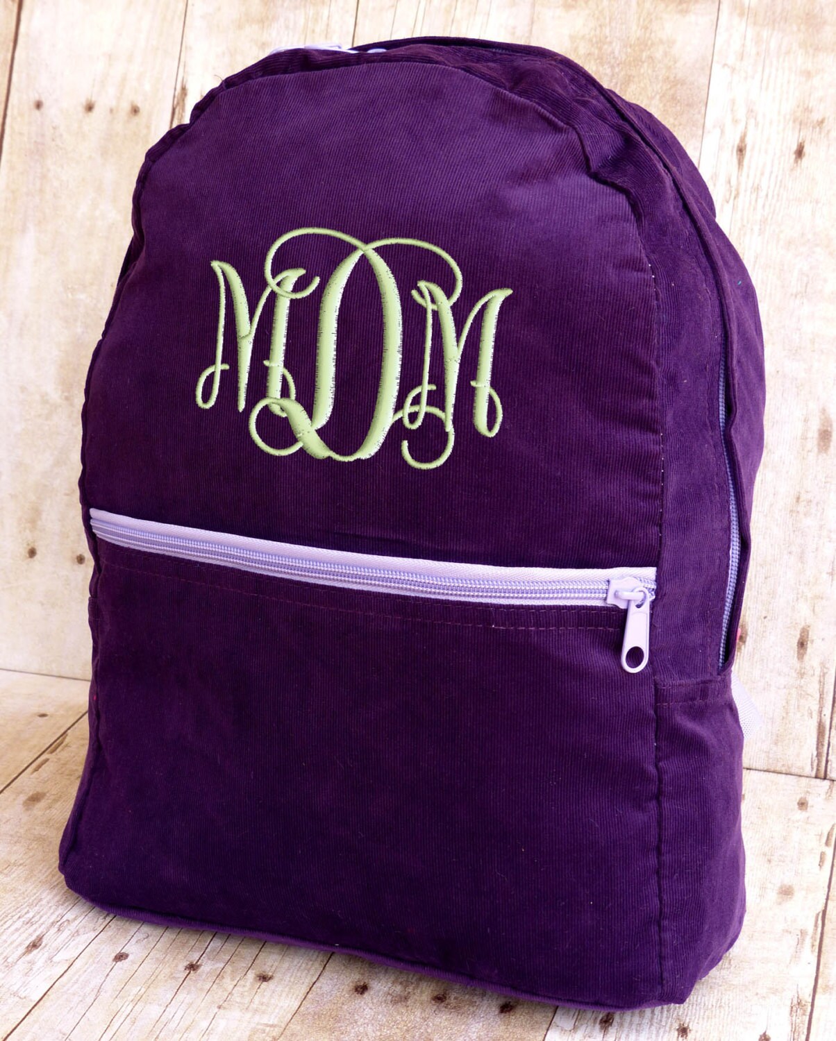 Toddler Backpack Personalized Purple Corduroy Monogrammed