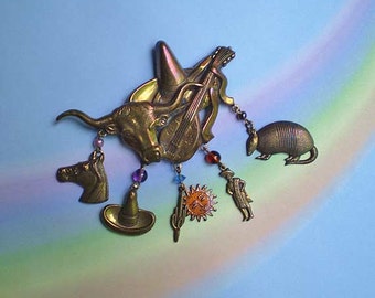 Vintage 70s Charm Pin Tex Mex Southwest