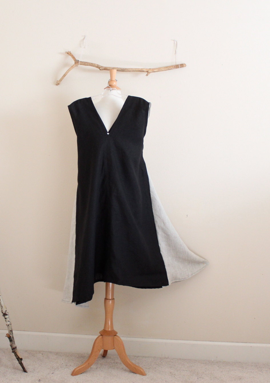 black pebble linen sparrow tunic dress ready to wear size XL / women ...