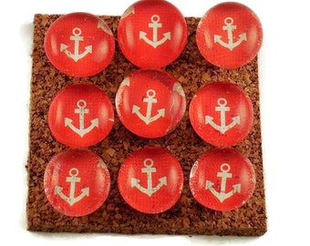 Funky Push Pins Decorative Thumb Tacks Bulletin Board Pins in Anchors Away Red (P81)