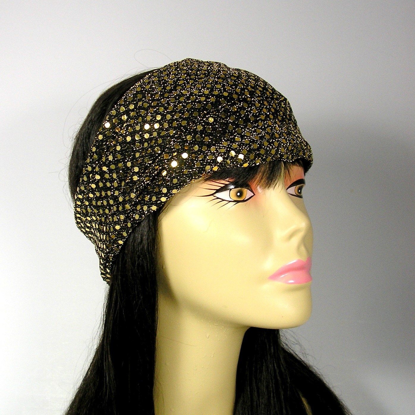 Gold Sequin Head Wrap Gatsby Headband Flapper Headband Sequin