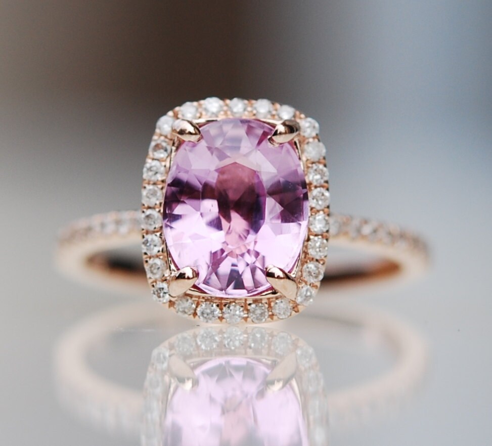 Orchid sapphire ring rose gold diamond ring engagement ring