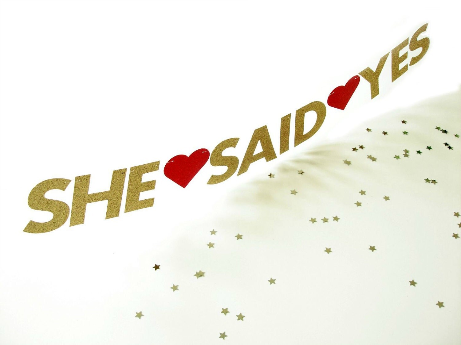 She Said Yes Banner Gold Glitter Letter Engagement