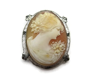 Antique 14k White Gold Cameo - Fine Jewelry