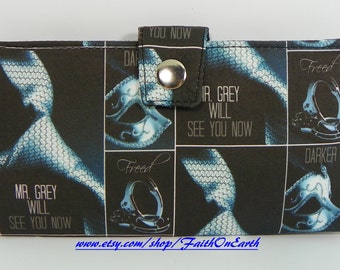 Handmade Long Wallet BiFold Clutch - Vegan Wallet - Go all fifty shades or half size unisex wallet