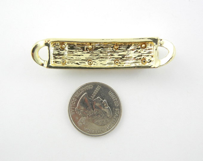 Double Link Gold-tone Bar with Round Rhinestone Circles