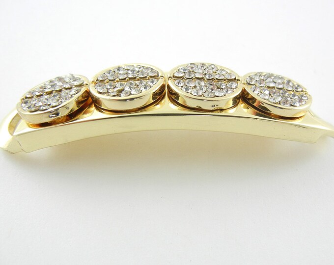 Double Link Gold-tone Bar with Round Rhinestone Circles